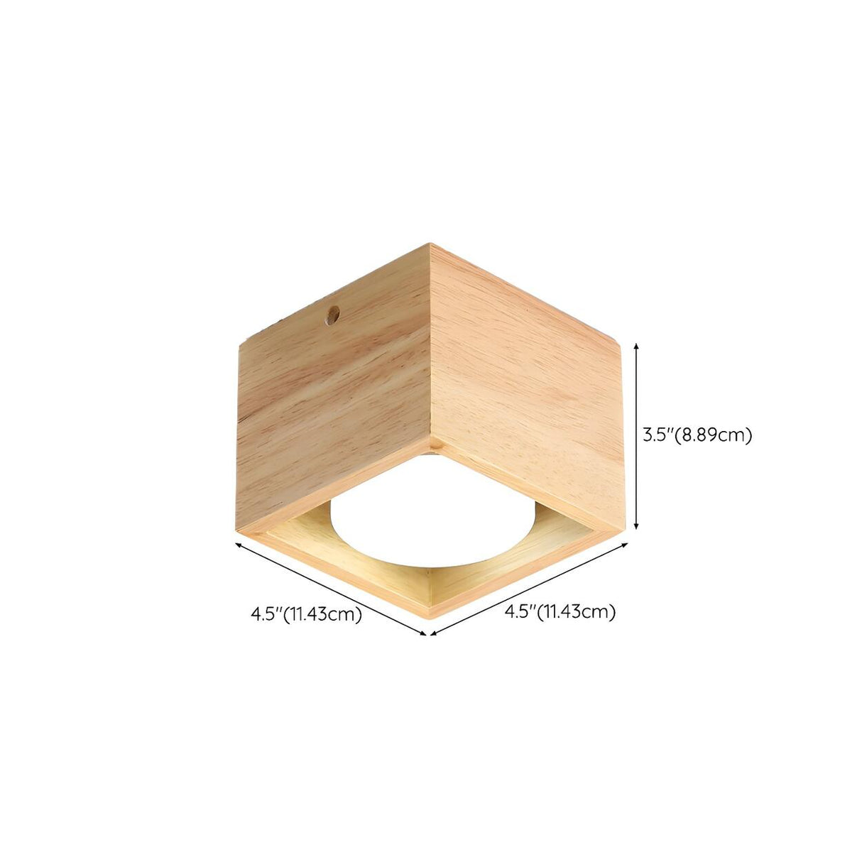 Corridor Square Box Wood Flush Mount Light 4-Light 