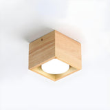 Corridor Square Box Wood Flush Mount Light 4-Light Image - 6