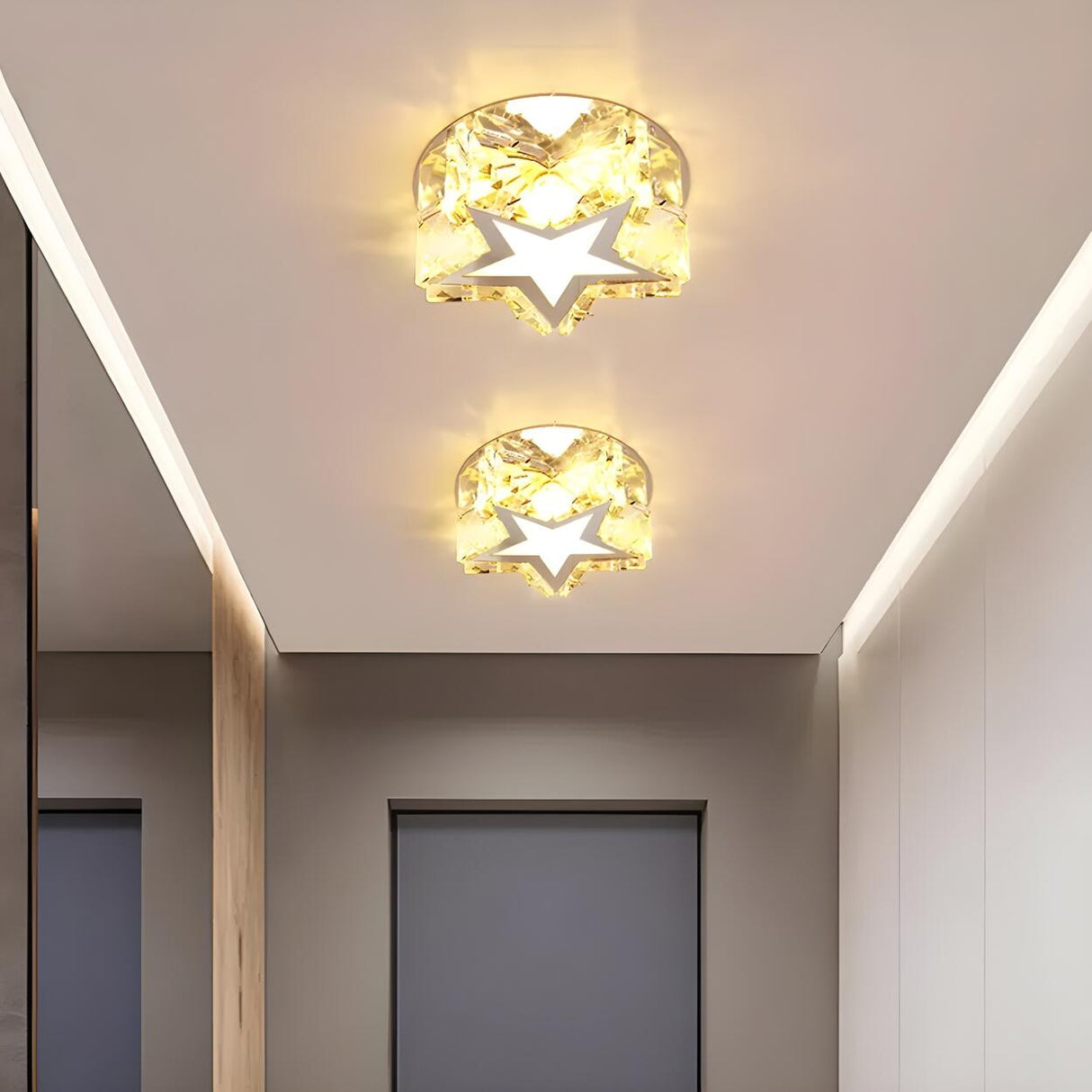 Corridor Star-Shaped Crystal LED Flush Mount Light Image - 1