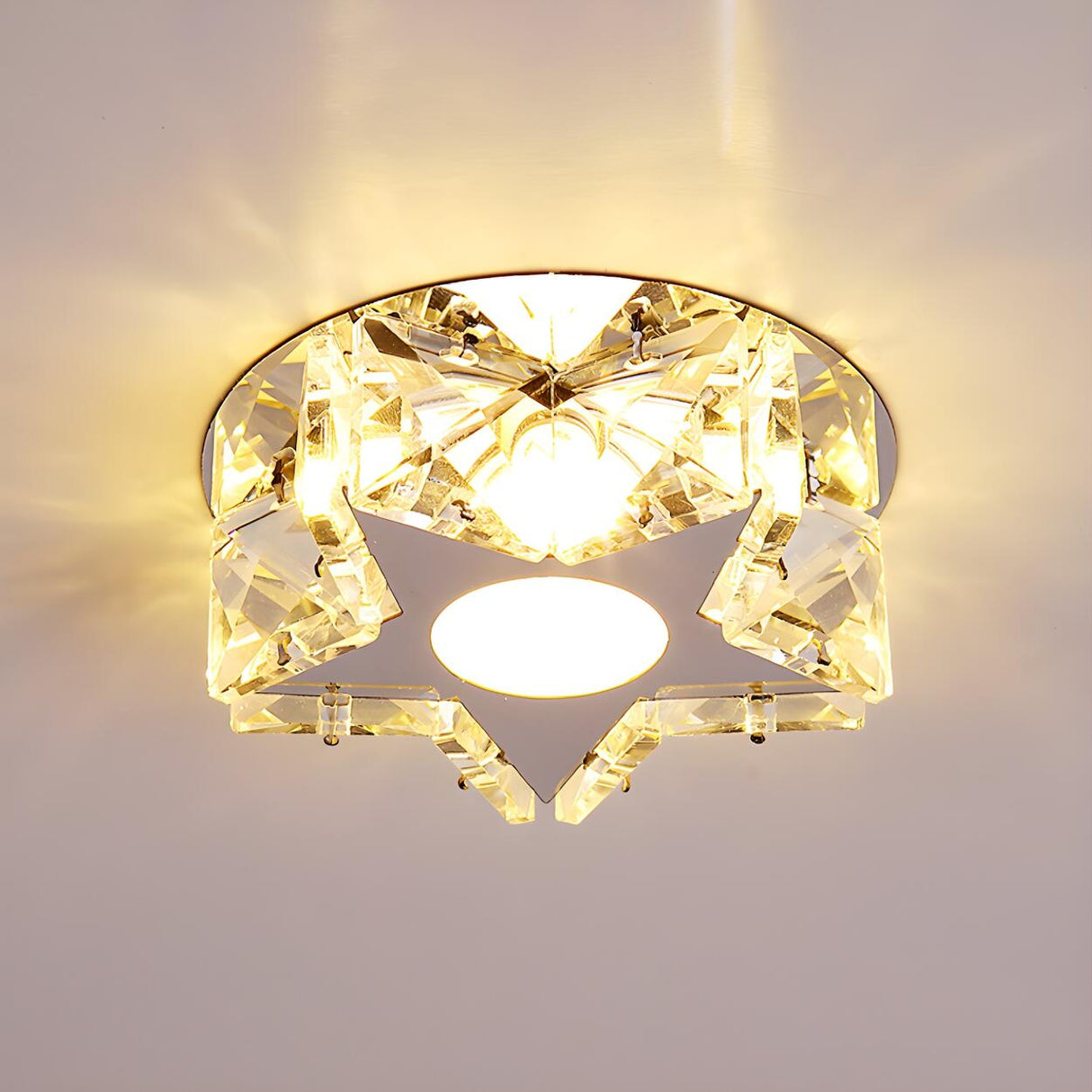 Corridor Star-Shaped Crystal LED Flush Mount Light Image - 4