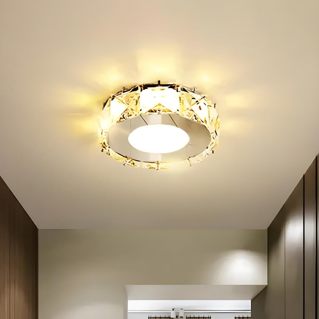 Corridor Star-Shaped Crystal LED Flush Mount Light Image - 6