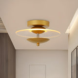 Corridor Stylish Gold Round LED Semi-Flush Mount Light Image - 1