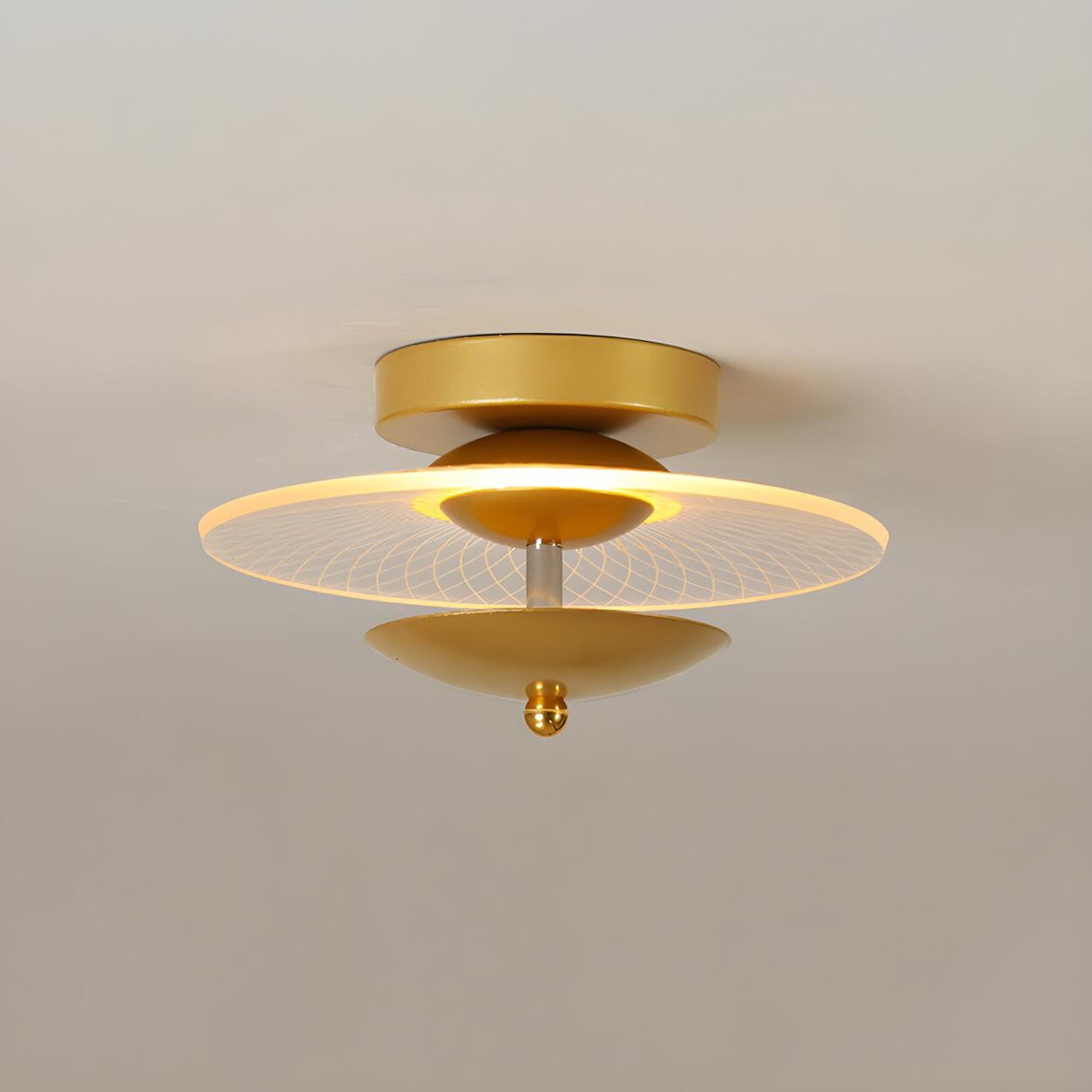 Corridor Stylish Gold Round LED Semi-Flush Mount Light Image - 3