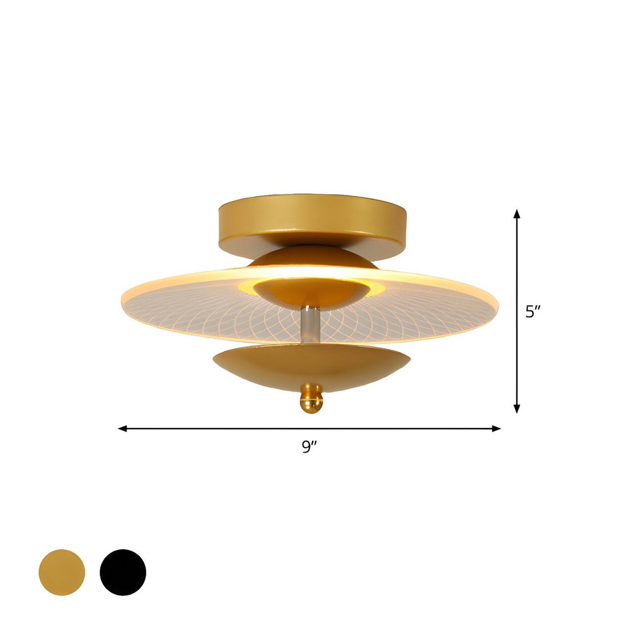 Corridor Stylish Gold Round LED Semi-Flush Mount Light 