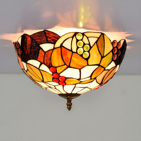 Corridor Tiffany Bowl Stained Glass Flush Mount Light Image - 2