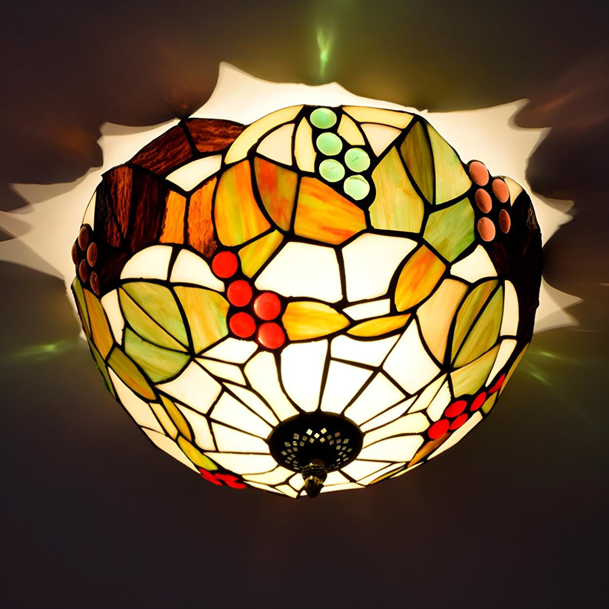 Corridor Tiffany Bowl Stained Glass Flush Mount Light Image - 3