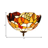 Corridor Tiffany Bowl Stained Glass Flush Mount Light #size