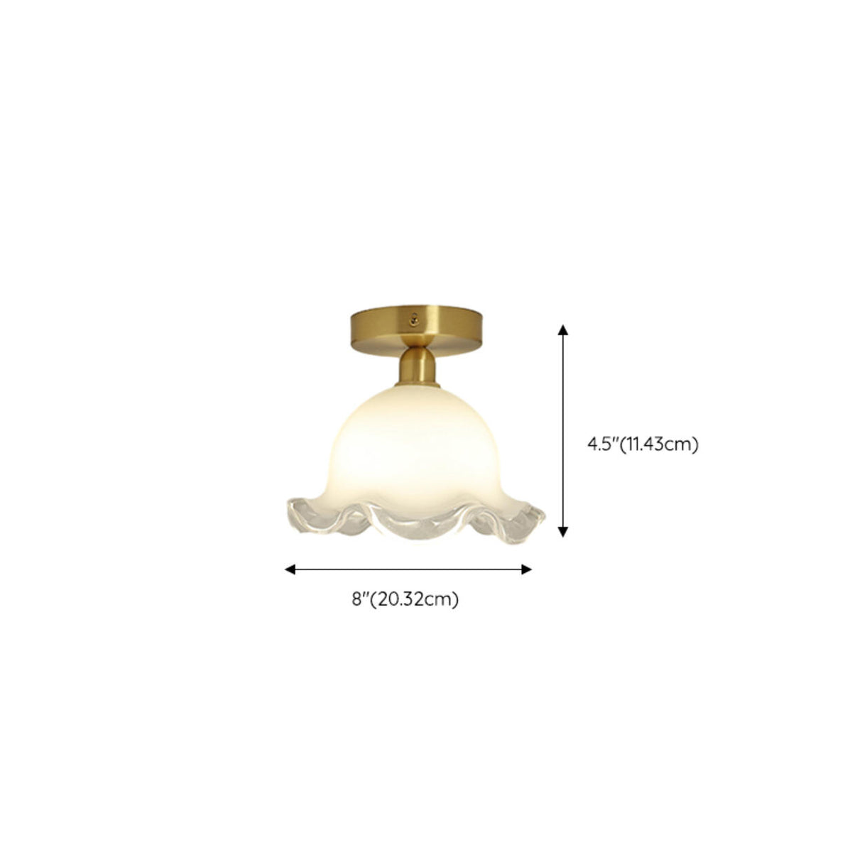 Corridor White Glass Flower Semi-Flush Mount Light 