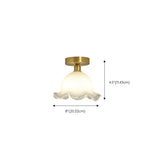 Corridor White Glass Flower Semi-Flush Mount Light #size