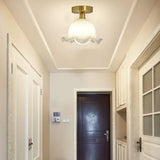 Corridor White Glass Flower Semi-Flush Mount Light Image - 2