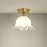 Corridor White Glass Flower Semi-Flush Mount Light Image - 6