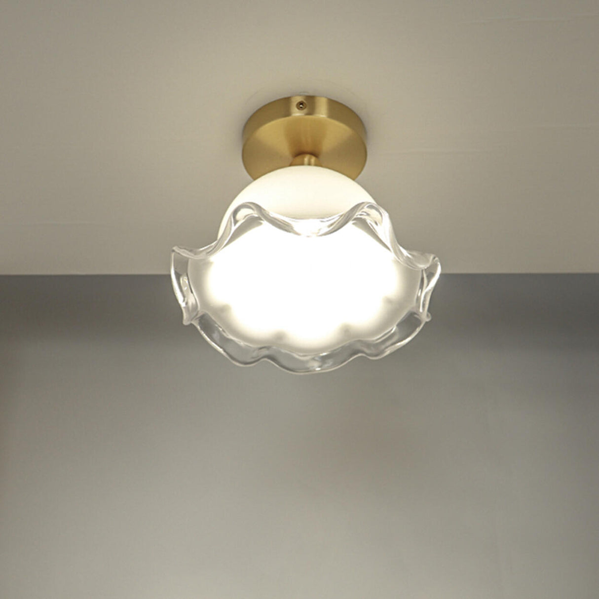 Corridor White Glass Flower Semi-Flush Mount Light Image - 8