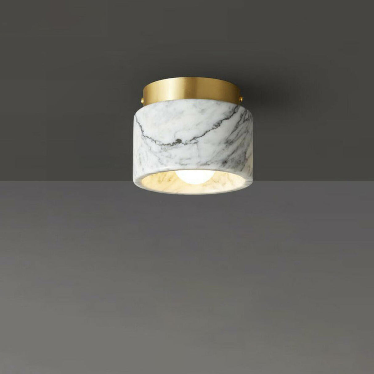 Corridor White Stone Cylinder Flush Mount Ceiling Light Image - 7