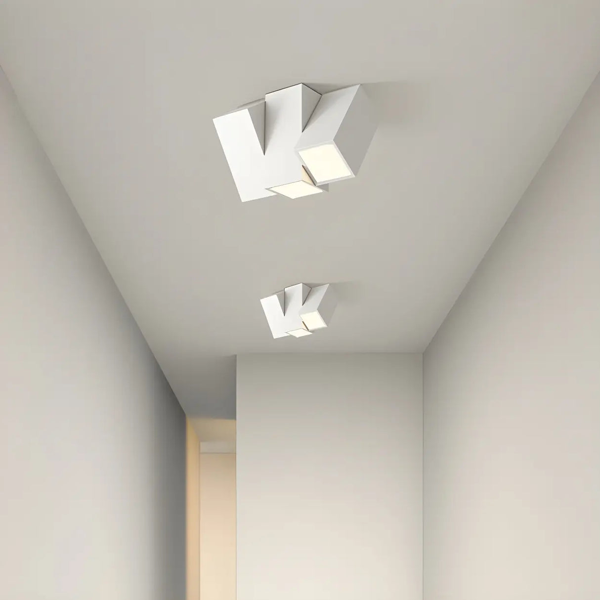 Corridor White Three Cuboid Flush Mount Ceiling Light Image - 1