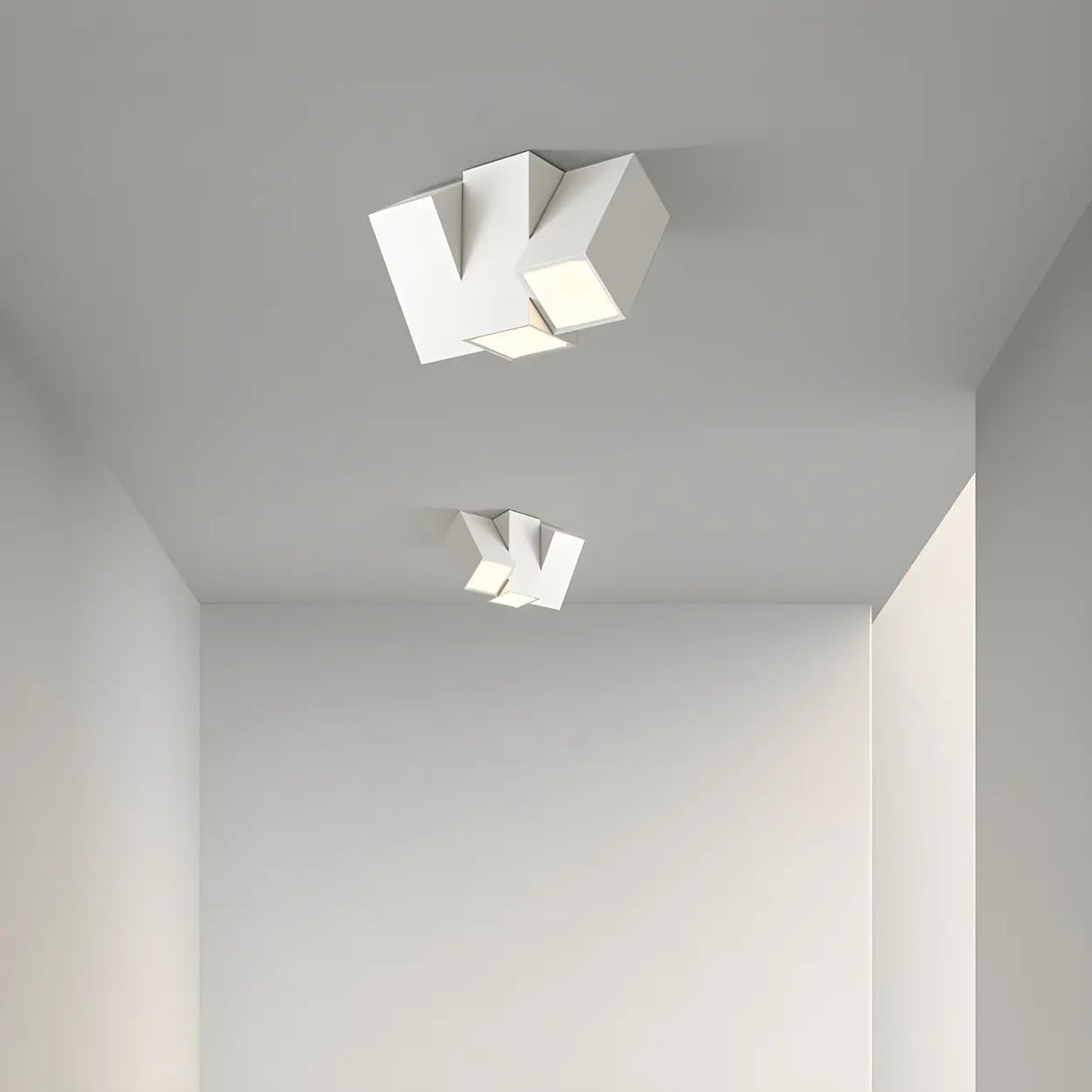 Corridor White Three Cuboid Flush Mount Ceiling Light Image - 5