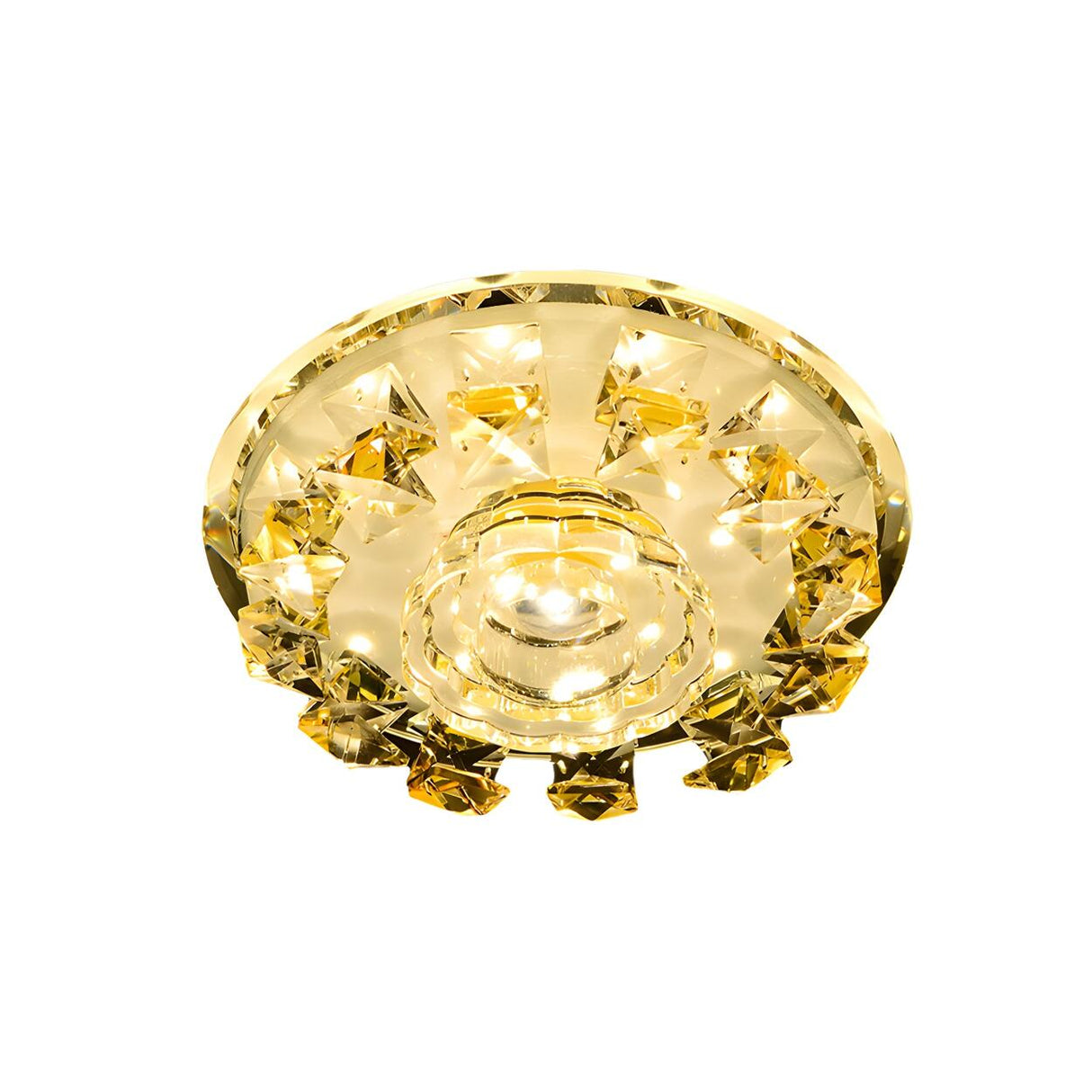 Corridor Yellow Crystal Flower LED Flush Mount Light Image - 3