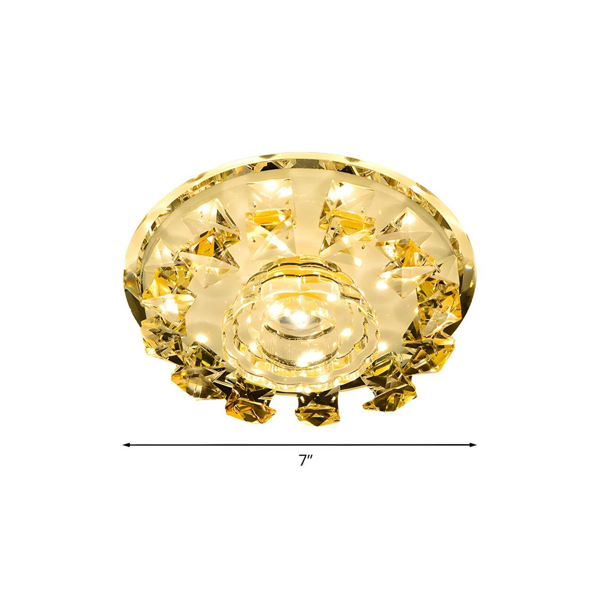 Corridor Yellow Crystal Flower LED Flush Mount Light Image - 4