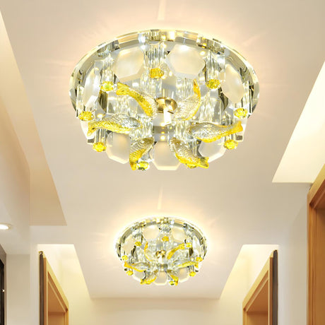 Corridor Yellow Fish Crystal LED Flush Mount Light Image - 1