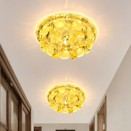 Corridor Yellow Fish Crystal LED Flush Mount Light Image - 2