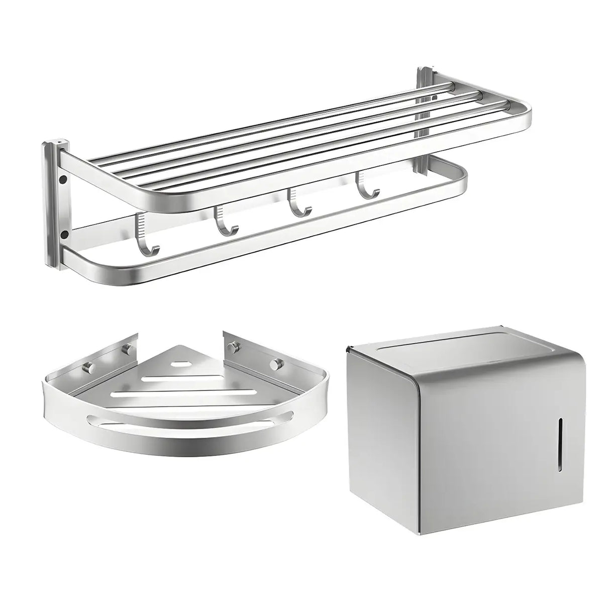 Corrosion Resistant Silver Metal Bathroom Storage Rack Image - 10