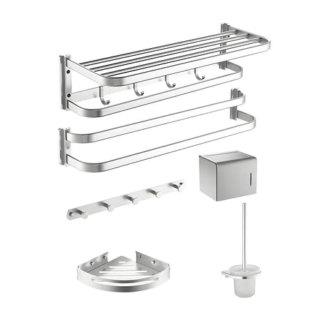 Corrosion Resistant Silver Metal Bathroom Storage Rack Image - 2