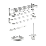 Corrosion Resistant Silver Metal Bathroom Storage Rack Image - 3