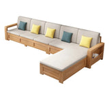 Cotton Linen Wood Corner Sectional with Hidden Storage Image - 3