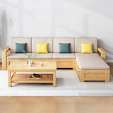 Cotton Linen Wood Corner Sectional with Hidden Storage Image - 4