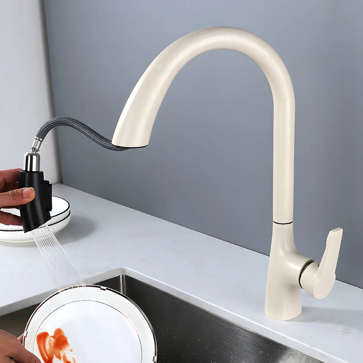 Counter Mounted Copper Swivel Spout Gooseneck Faucet Image - 1