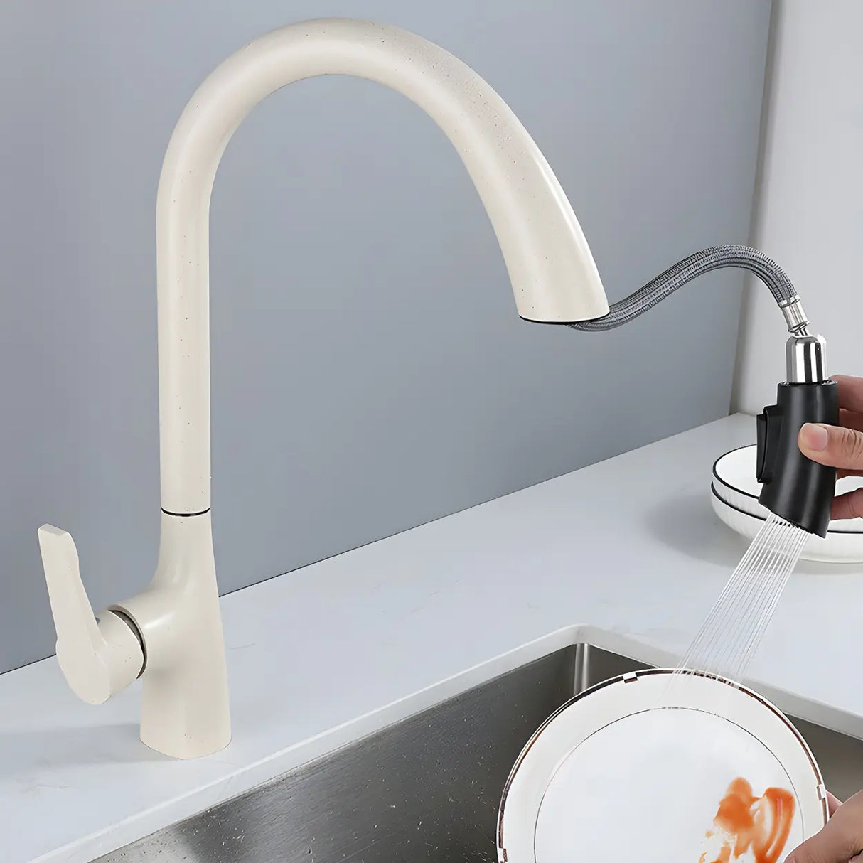 Counter Mounted Copper Swivel Spout Gooseneck Faucet Image - 17