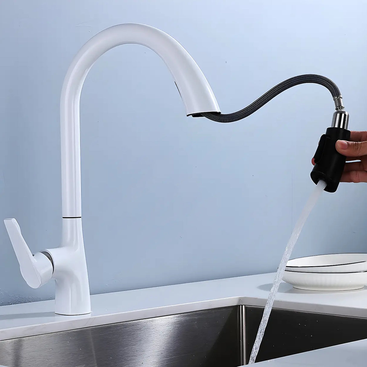 Counter Mounted Copper Swivel Spout Gooseneck Faucet Image - 20