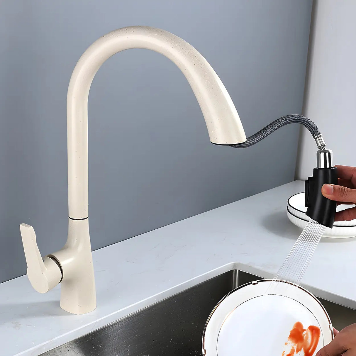 Counter Mounted Copper Swivel Spout Gooseneck Faucet Image - 21