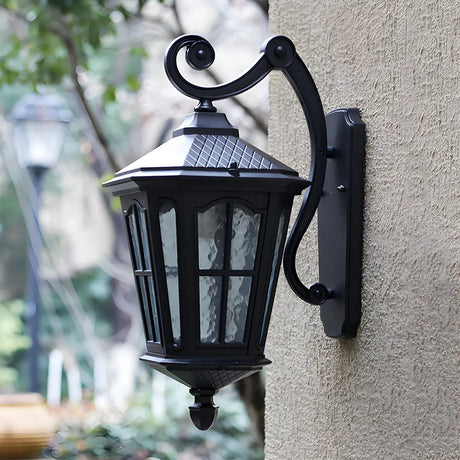 Country Lantern Glass External Black Mini Wall Sconce Image - 1