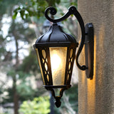 Country Lantern Glass External Black Mini Wall Sconce Image - 4