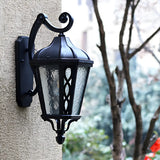 Country Lantern Glass External Black Mini Wall Sconce Image - 6