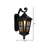 Country Lantern Glass External Black Mini Wall Sconce Image - 9