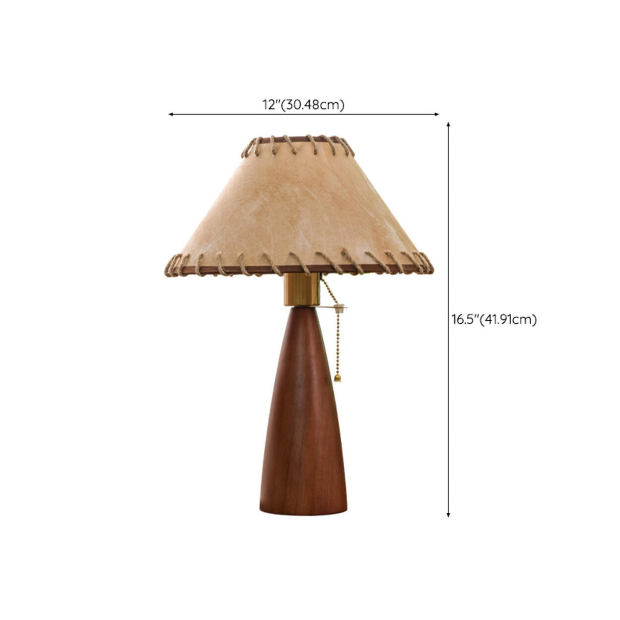 Country Style Rustic Handmade Lampshade Wooden Table Lamp Image - 13