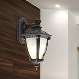 Country Urn Glass Exterior Black LED Wall Sconce Light Image - 2