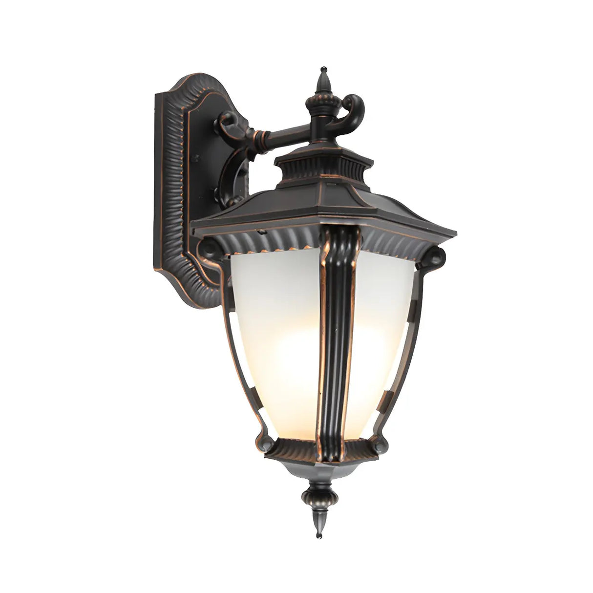 Country Urn Glass Exterior Black LED Wall Sconce Light Image - 3