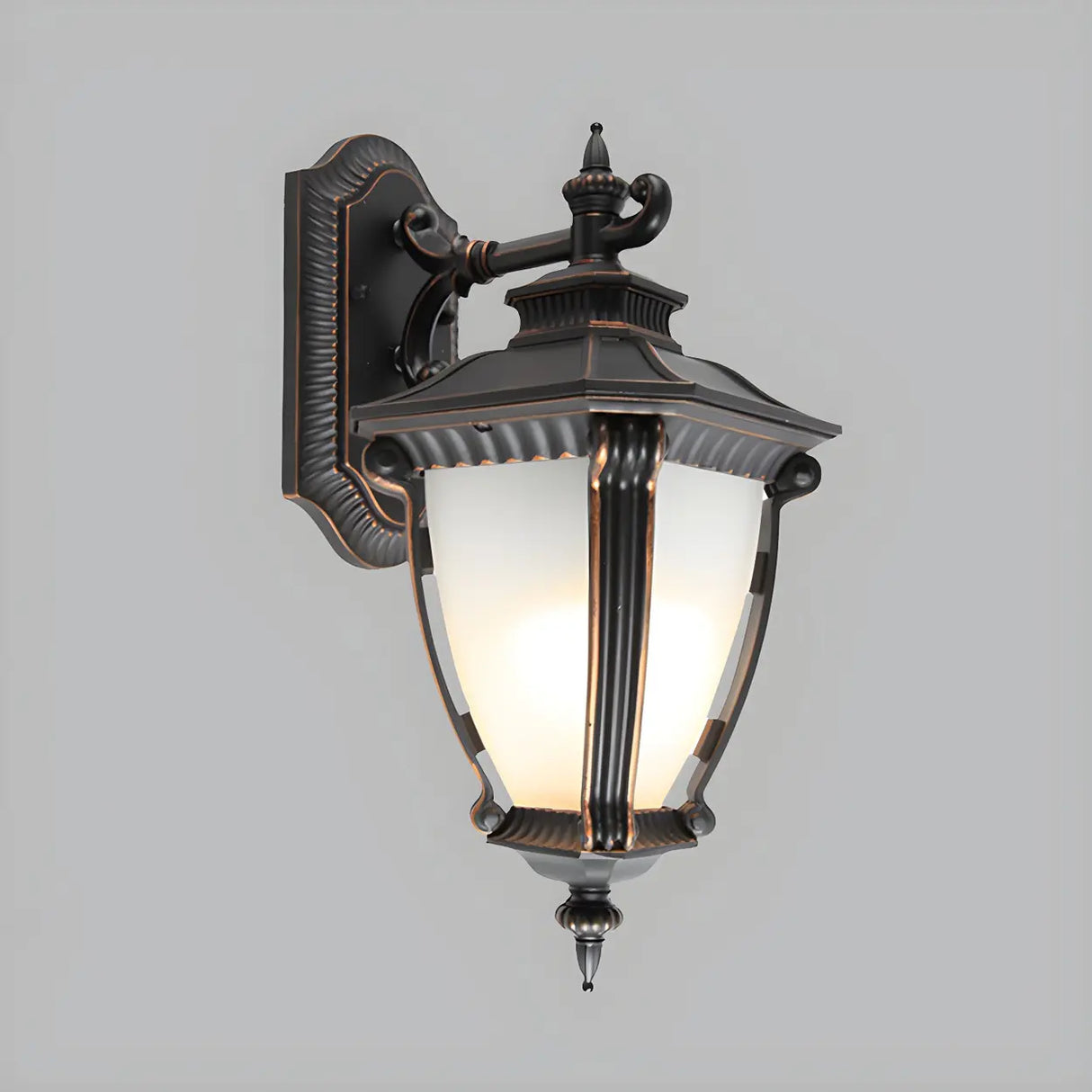 Country Urn Glass Exterior Black LED Wall Sconce Light Image - 4