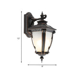 Country Urn Glass Exterior Black LED Wall Sconce Light #size