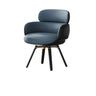 Cozy Armchair Solid Back Leather Dining Chair Blue Gray Image - 7