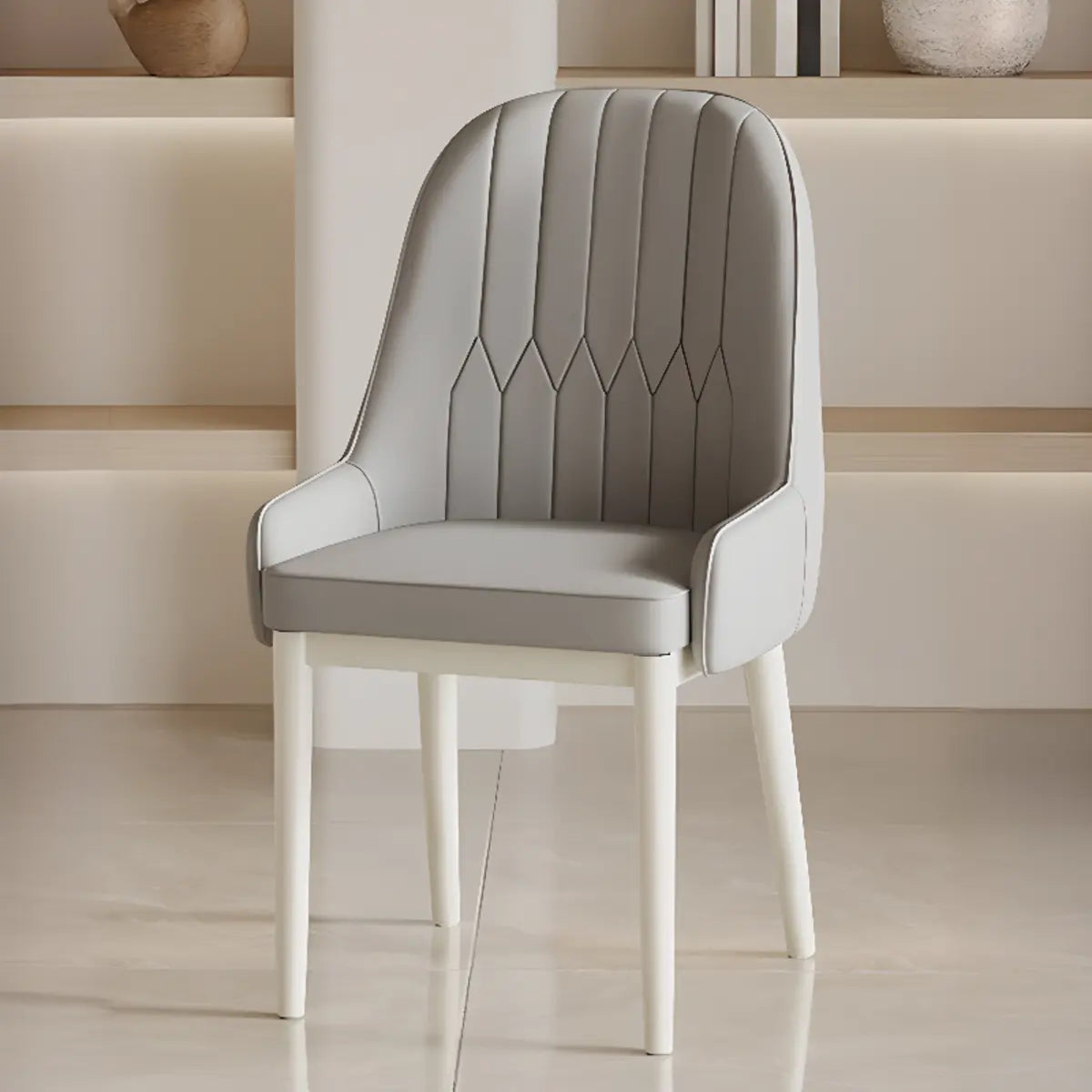 Cozy Armless Leather Upholstered Parsons Dining Chair Image - 10