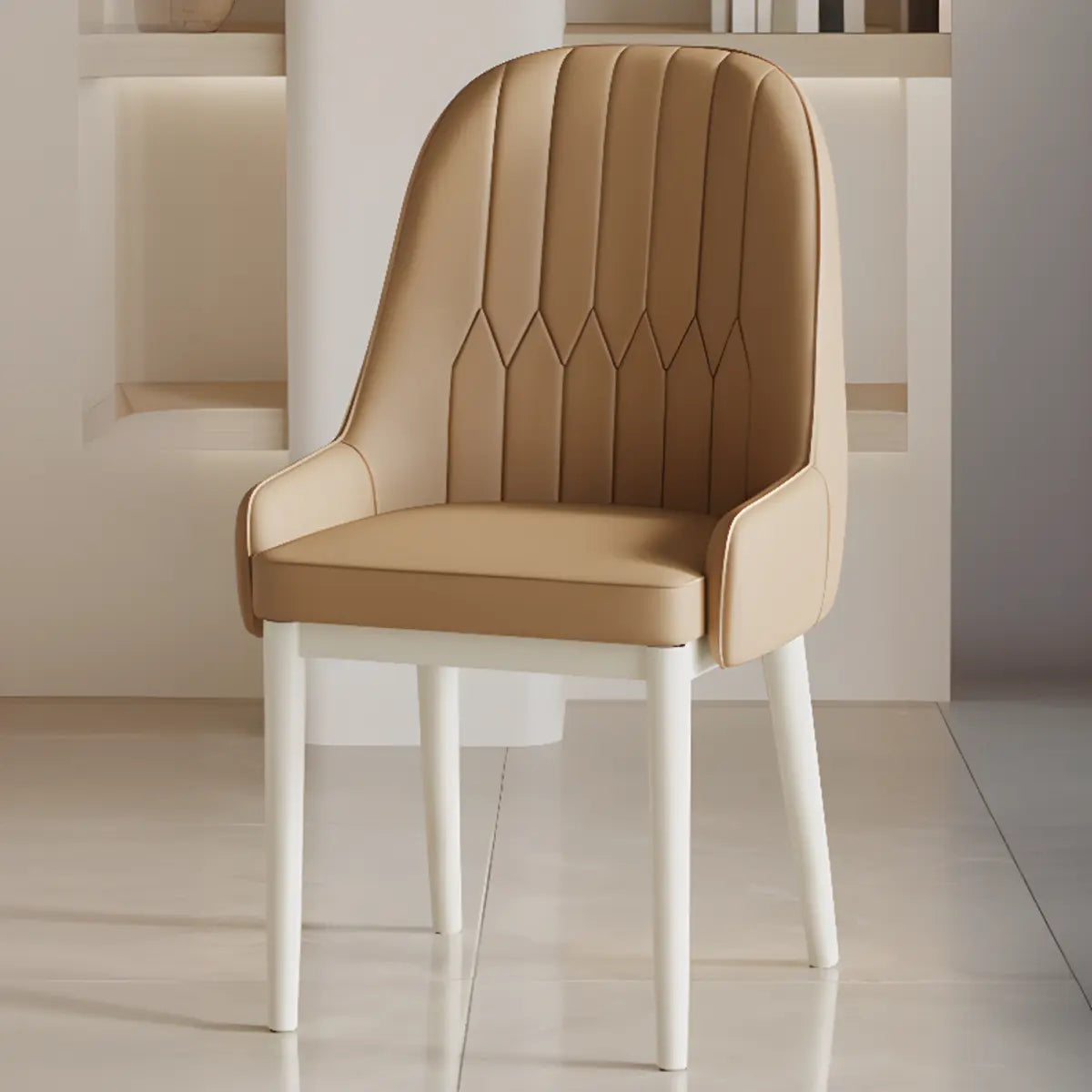 Cozy Armless Leather Upholstered Parsons Dining Chair Image - 13