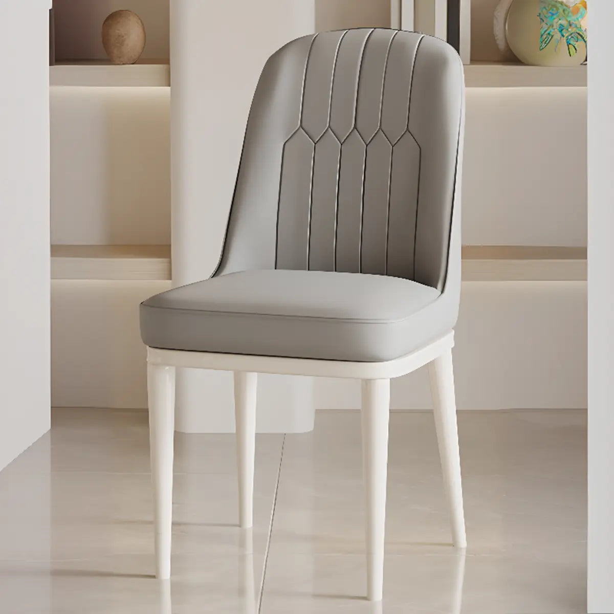 Cozy Armless Leather Upholstered Parsons Dining Chair Image - 14