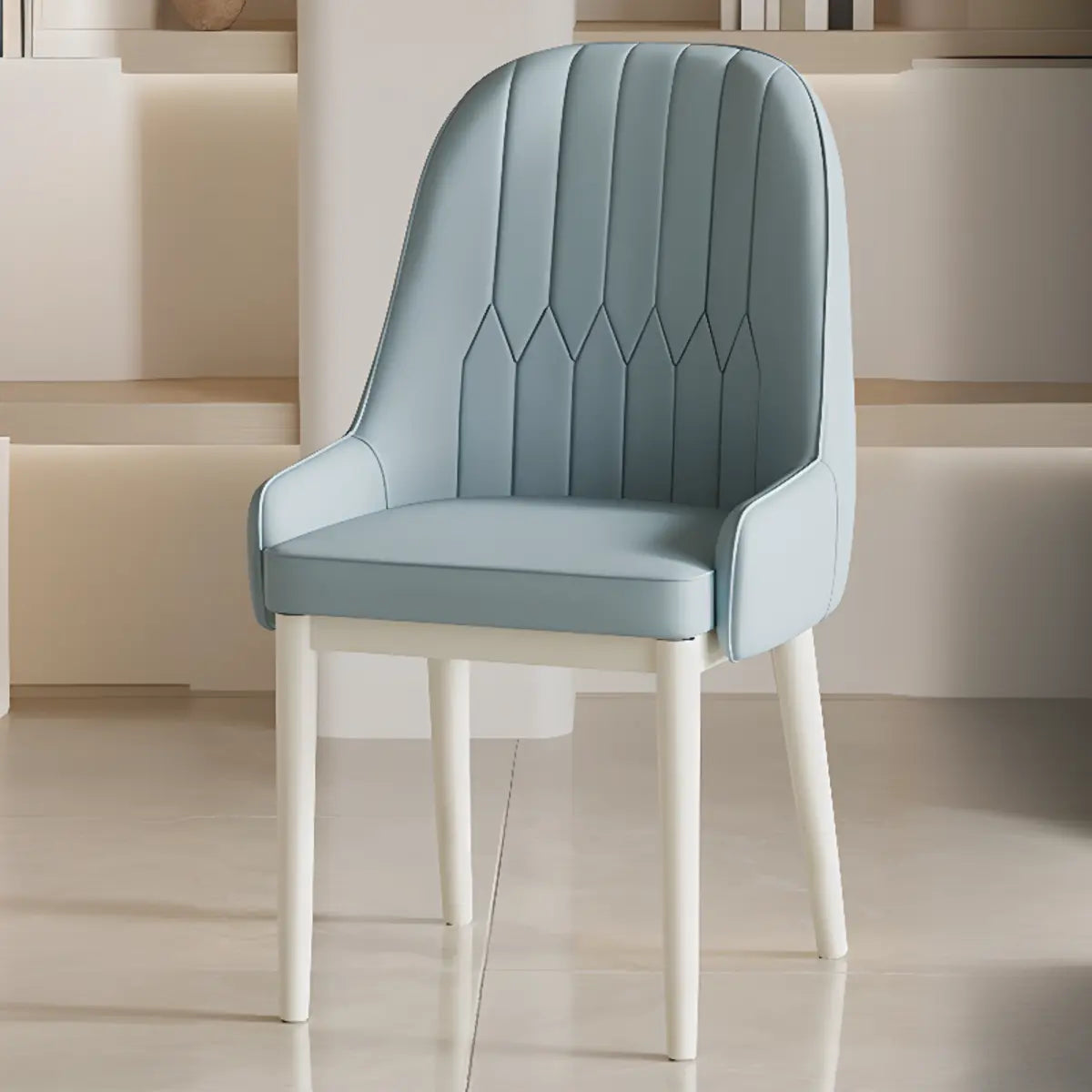 Cozy Armless Leather Upholstered Parsons Dining Chair Image - 15