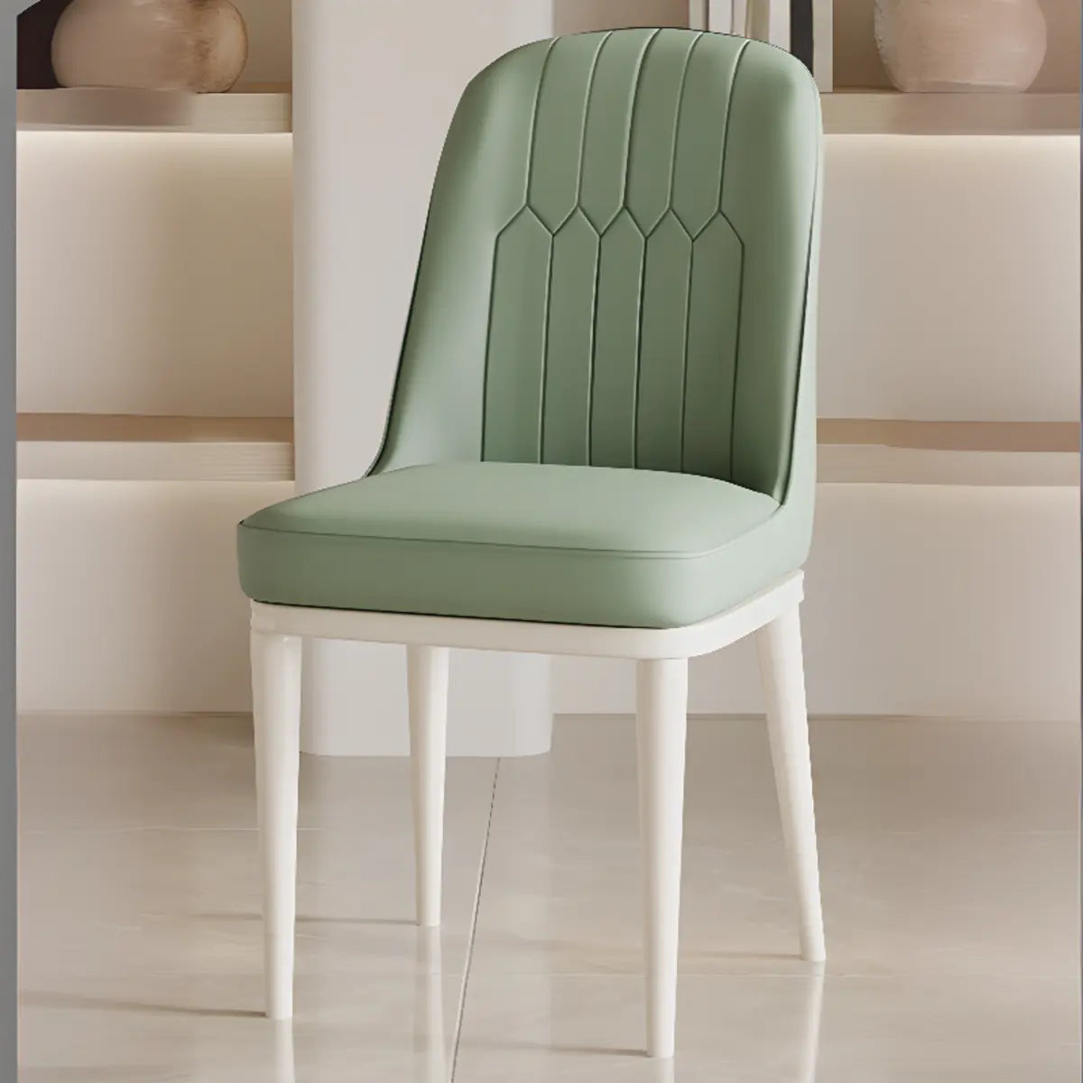 Cozy Armless Leather Upholstered Parsons Dining Chair Image - 16