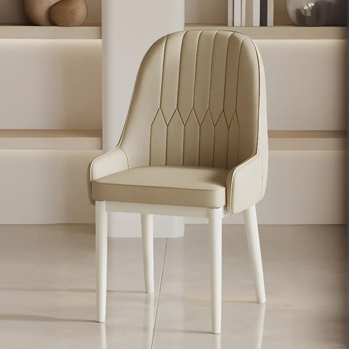 Cozy Armless Leather Upholstered Parsons Dining Chair Image - 19