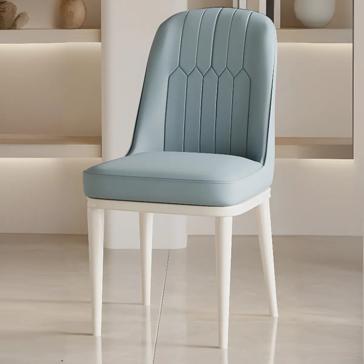 Cozy Armless Leather Upholstered Parsons Dining Chair Image - 20