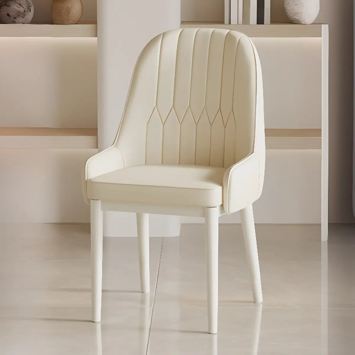 Cozy Armless Leather Upholstered Parsons Dining Chair Image - 9